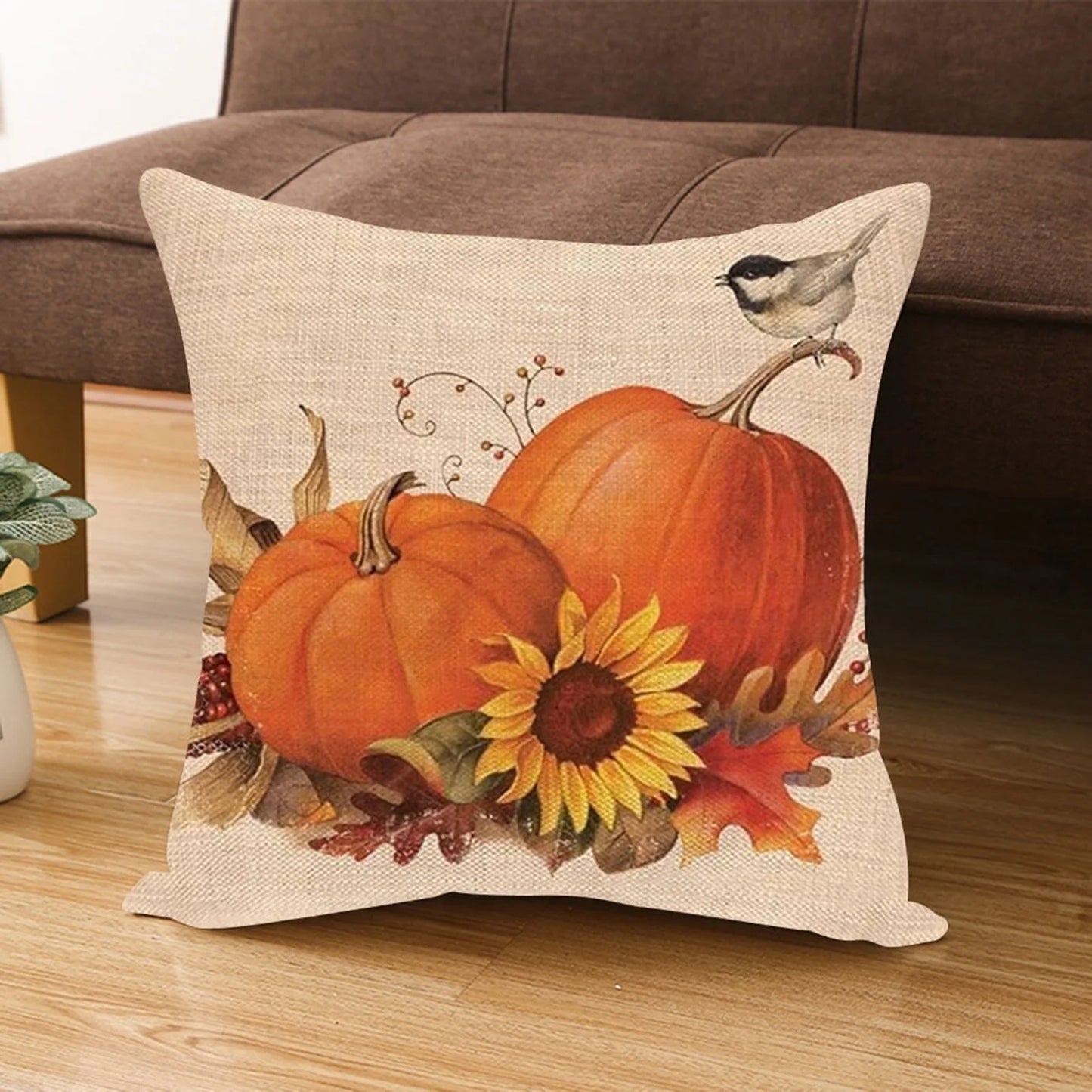 Fall Pillow Covers 18X18 Set of 4 for Fall Decor Pumpkin Maple Leaves Sunflower Vase Outdoor Fall Pillows Decorative Throw Pillows Farmhouse Thanksgiving Autumn Cushion Case