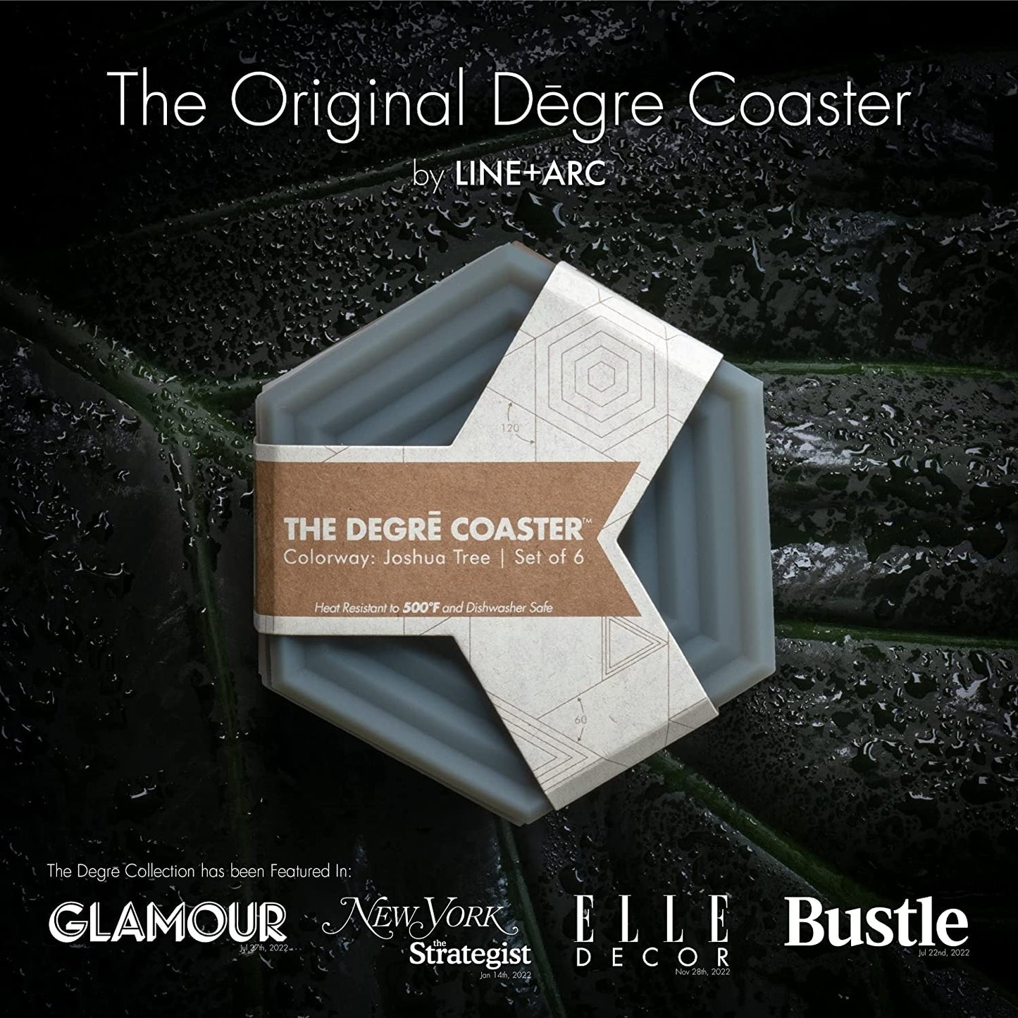 Extra Thick Silicone Coasters - Waterproof, Anti-Stain, Heat-Safe, and Dishwasher-Safe - Degrē Coasters Set of 6 in Clay - Ideal for Outdoor Use - Mid-Century Modern Design