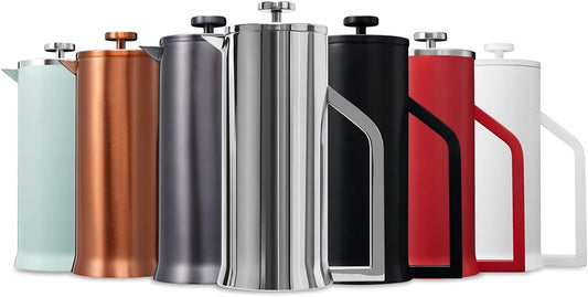 French Press Coffee Maker - Stainless Steel Double Wall Vacuum Insulated - Large Thermal Brewer 34 Oz 1000 Ml Polished