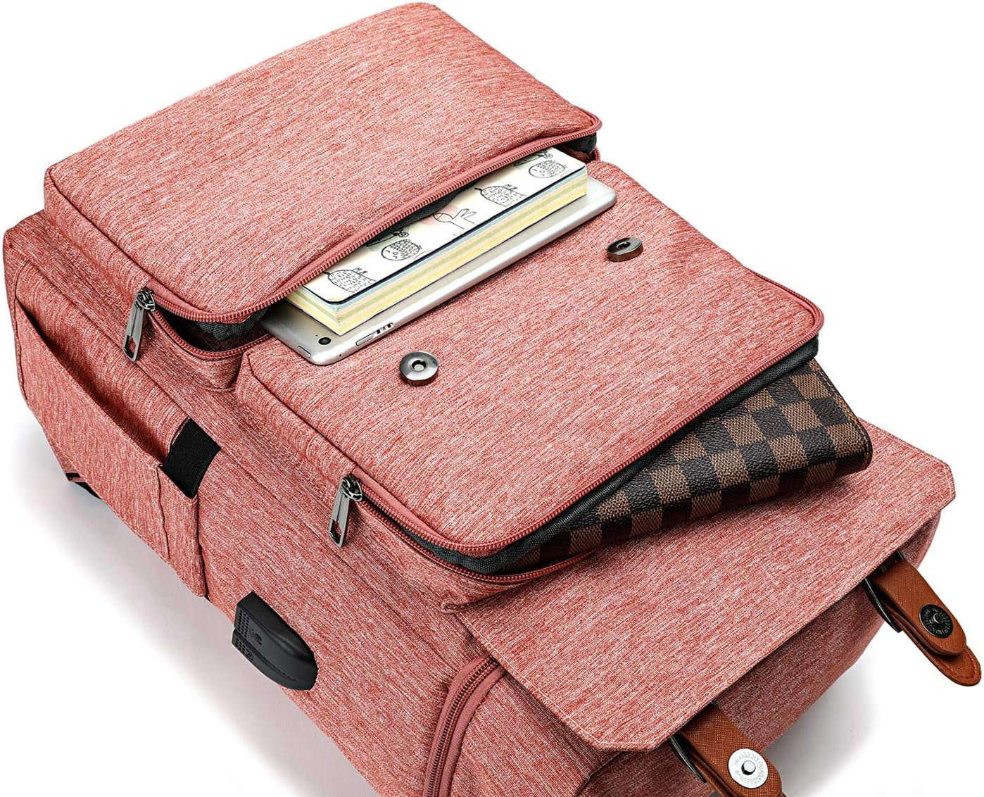 Vintage Backpack for Men Women Laptop Backpack Bookbags College Backpack Pink 16 Inch