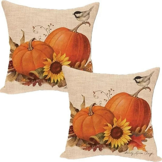 Fall Pillow Covers 18X18 Set of 4 for Fall Decor Pumpkin Maple Leaves Sunflower Vase Outdoor Fall Pillows Decorative Throw Pillows Farmhouse Thanksgiving Autumn Cushion Case