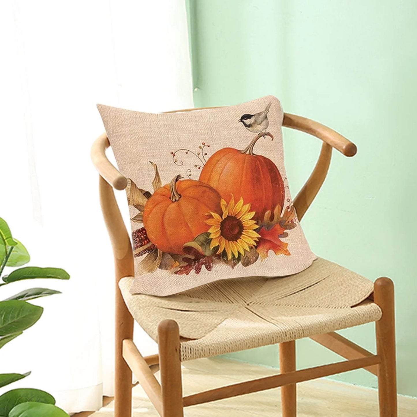 Fall Pillow Covers 18X18 Set of 4 for Fall Decor Pumpkin Maple Leaves Sunflower Vase Outdoor Fall Pillows Decorative Throw Pillows Farmhouse Thanksgiving Autumn Cushion Case